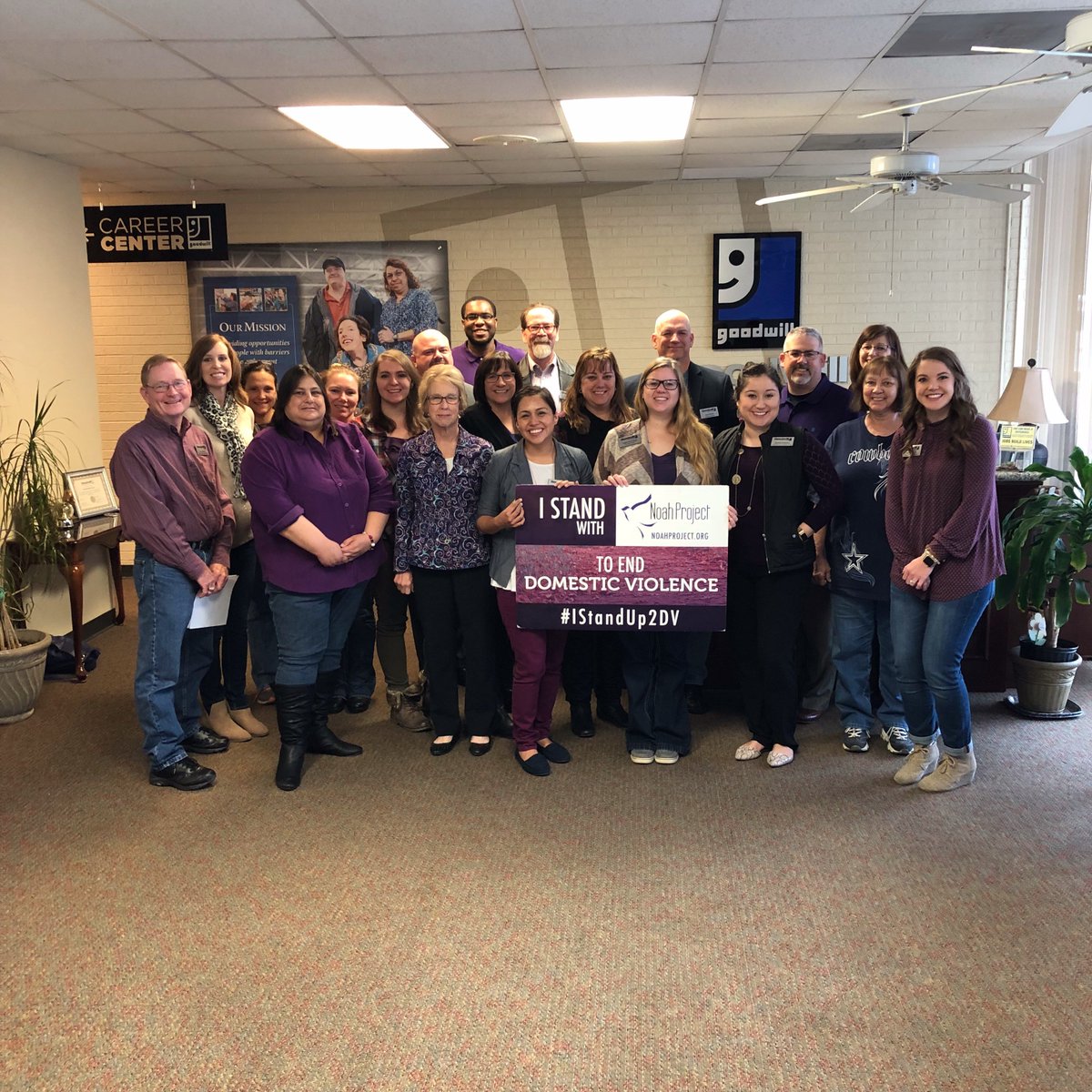 noahproj's tweet photo. Thank you @Goodwill_WT for standing with Noah Project against domestic violence! #TxDVAM #NoahProjectGoPurple https://t.co/YDVgqfQngX