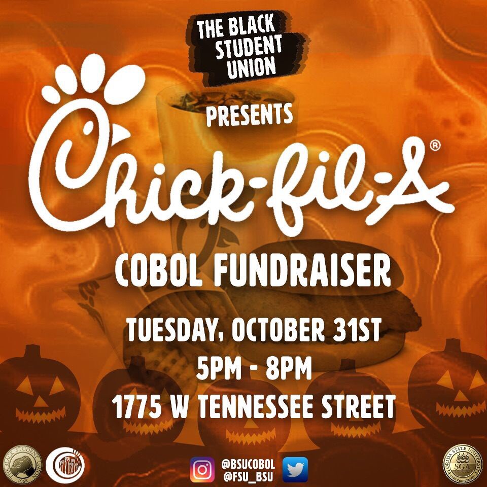 BSUCOBOL's tweet photo. Join us TOMORROW at Chick-Fil-A as we raise money for our COBOL organizations. Just let the cashier know you’re with the BSU fundraiser‼️ https://t.co/QcrERShod2