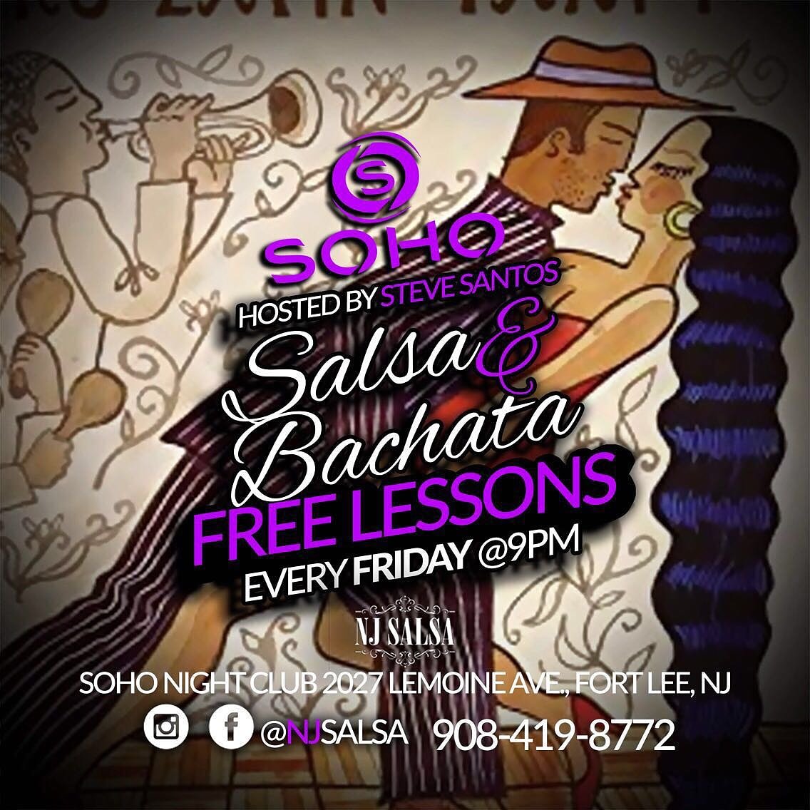 SohoNJ's tweet image. #TwistOfFridays @SohoNJ #Free #Salsa and #Bachata #Lessons with #SteveSantos
Starting At 9pm
For More Info Call 201-461-7744