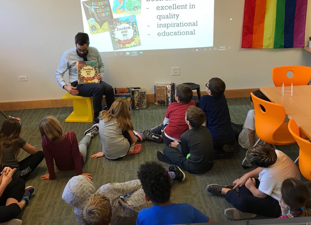 cathcooklibrary's tweet photo. Inspired by Coretta Scott King Book Awards, 4th graders will select the MOST excellent, inspirational, & educational pic bk during #ccscski https://t.co/y9aXXHPhzA