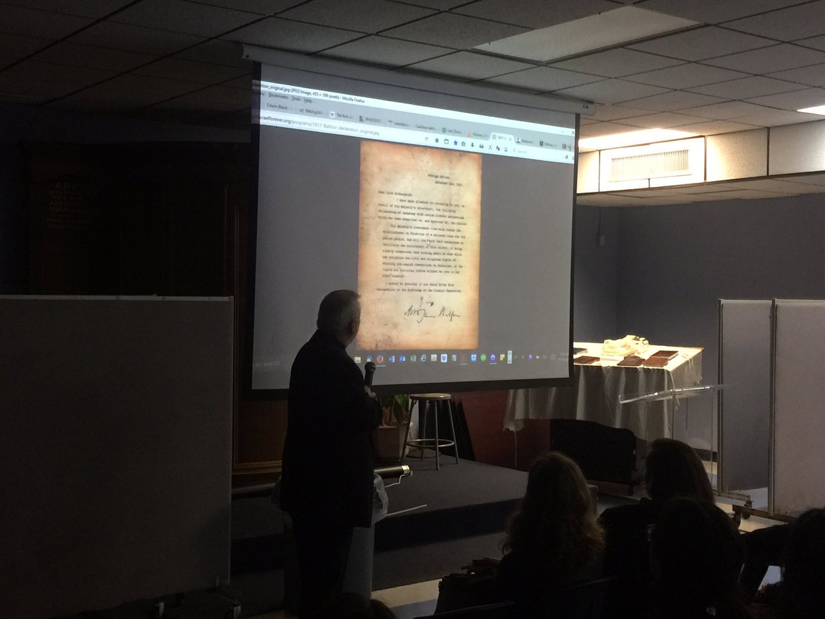 AssarafAharon's tweet photo. 100 years since #Balfour100 &amp; it coincides w/ parashat #lechlecha. Had the privilege of hearing from @EdwinBlackBook. Eye opening! @rasgha https://t.co/GJWaJUiVCq