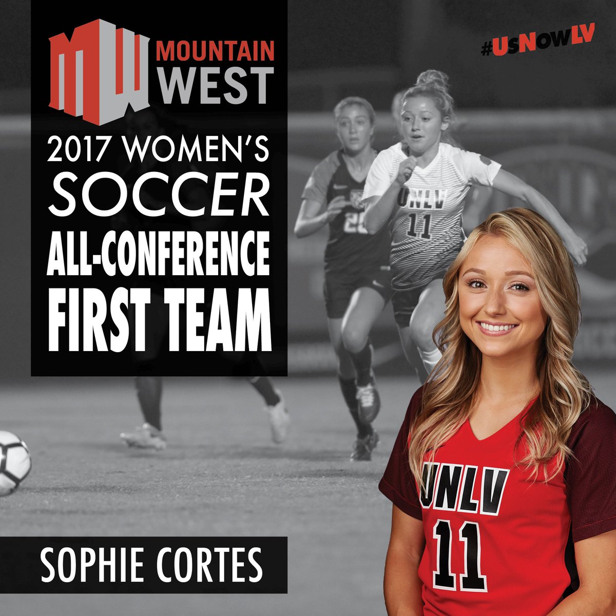 UNLVwSoccer's tweet photo. Congrats to SR @sophiecortesss on earning @MountainWest All-Conference First Team honors for the 2nd straight year! https://t.co/neBtCwZsXe https://t.co/GrY3BTFN9z
