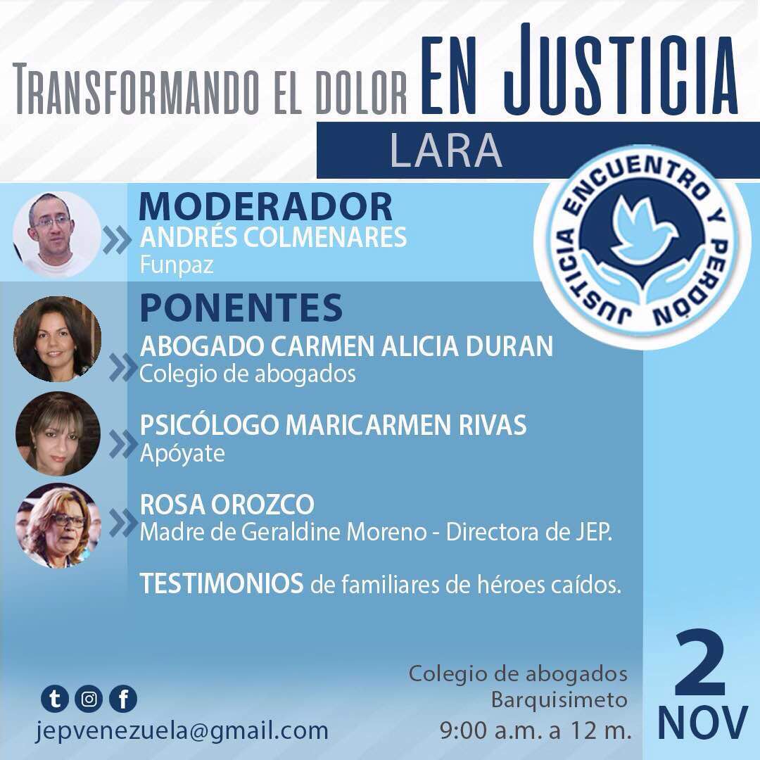 PDOnghiaB's tweet photo. Evento organizado por reconocidas ONG #DDHH #Lara @andresvzla1975 #FUNPAZ #quesehagajusticia #noalaimpunudad https://t.co/iTOkZHeNXW