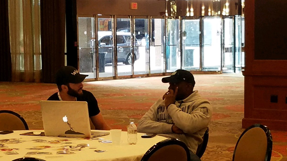 WizeFi's tweet photo. @Fincon highlight reel coming this week, but here's a sneak peek with @81timbrown of the @NFL @Raiders (Hall of Fame). https://t.co/N9JFr9wvfb