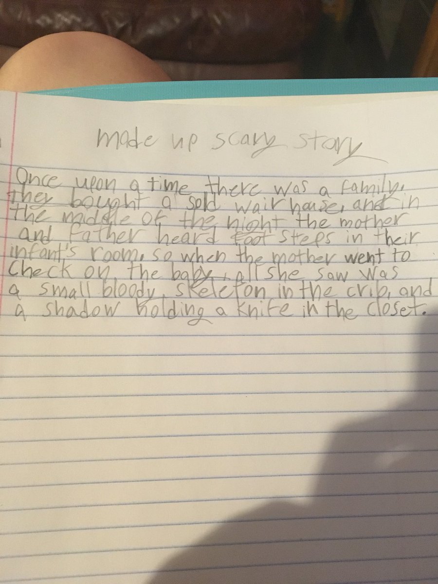 Sweetheartcoy's tweet photo. I made up a scary story in class https://t.co/3BZgiX44oU