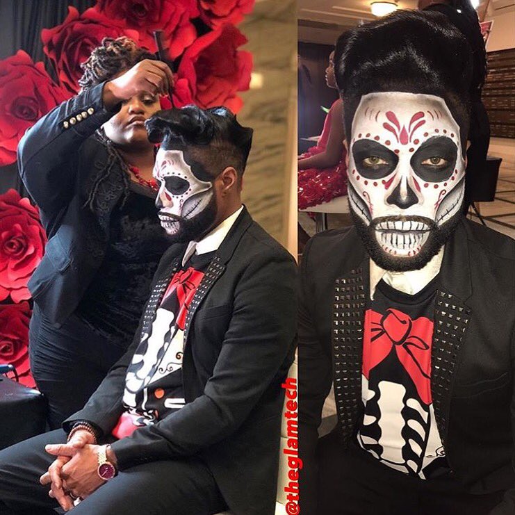 IHShow's tweet photo. @theglamtech literally killed this #dayofthedead costume hair! 💀#skills #halloweenhair #happyhalloween https://t.co/cEC3D0Lhoi