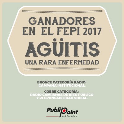 PubliPointuio's tweet photo. Nuestras ideas otra vez reconocidas a en Argentina al obtener 2 premios en el #FePI2017 con la campaña de radio: Agüitis #IdeasPublipoint https://t.co/z35JBHv3ZE