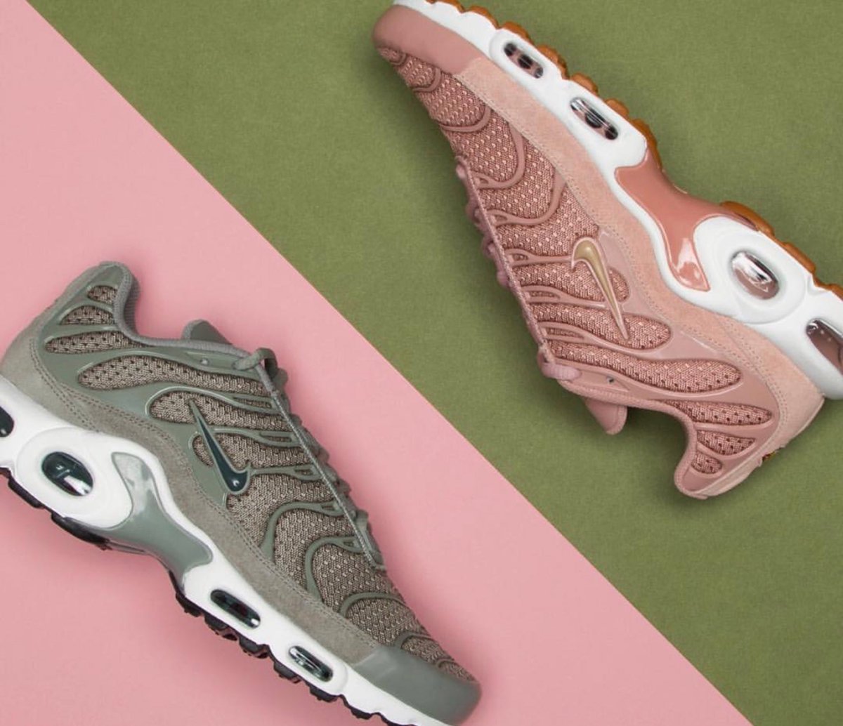 air max plus green and pink