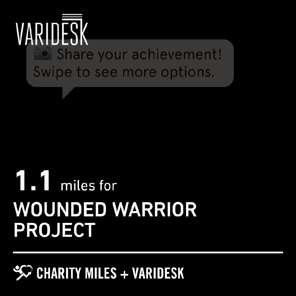 LittleMrHolmes's tweet photo. I stand with @wwp by going 1.13 @CharityMiles. Thanks to @VARIDESK for sponsoring me!
https://t.co/c2azIxPPYn https://t.co/oNTD4f1v6Q