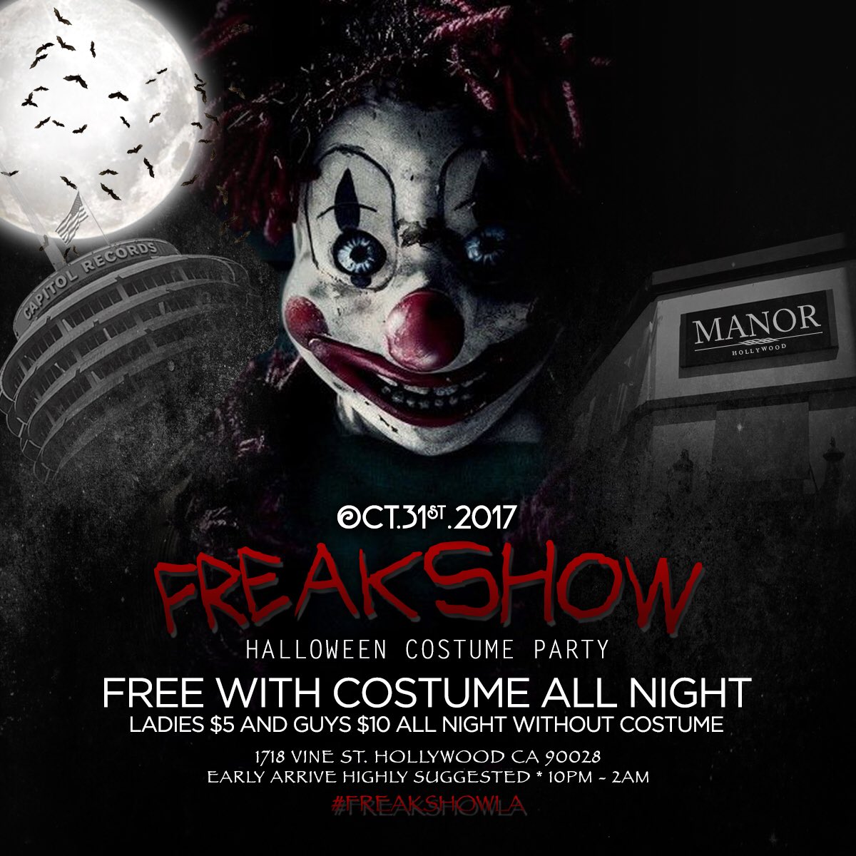 activenitelife's tweet photo. Halloween costume party tomorrow night in Hollywood 18+ don’t miss out #freakshowla https://t.co/qCyeQgD7tU
