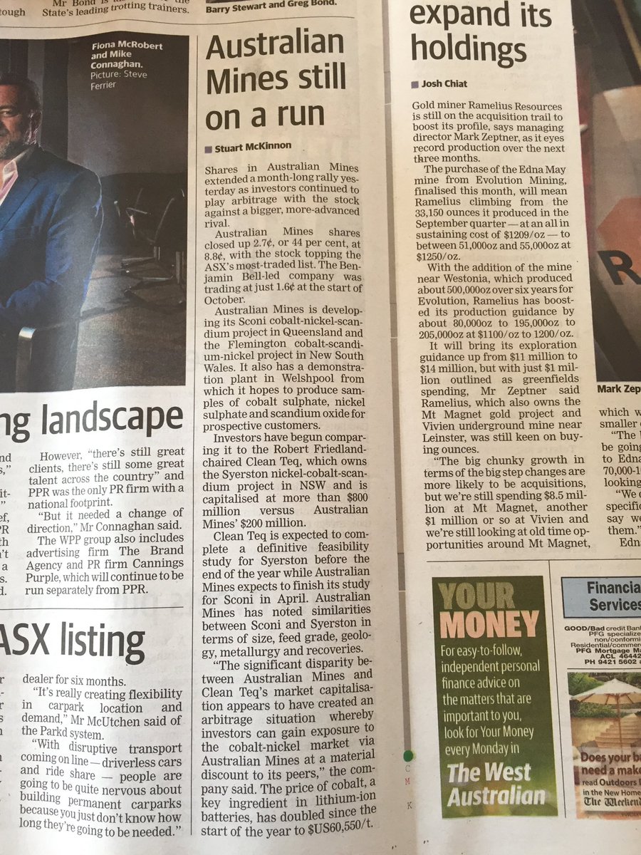 purple_investor's tweet photo. And $AUZ still running this morning. Up 27%. #Sconi #cobalt #rerated @westaustralian https://t.co/5lVjYcTXlv