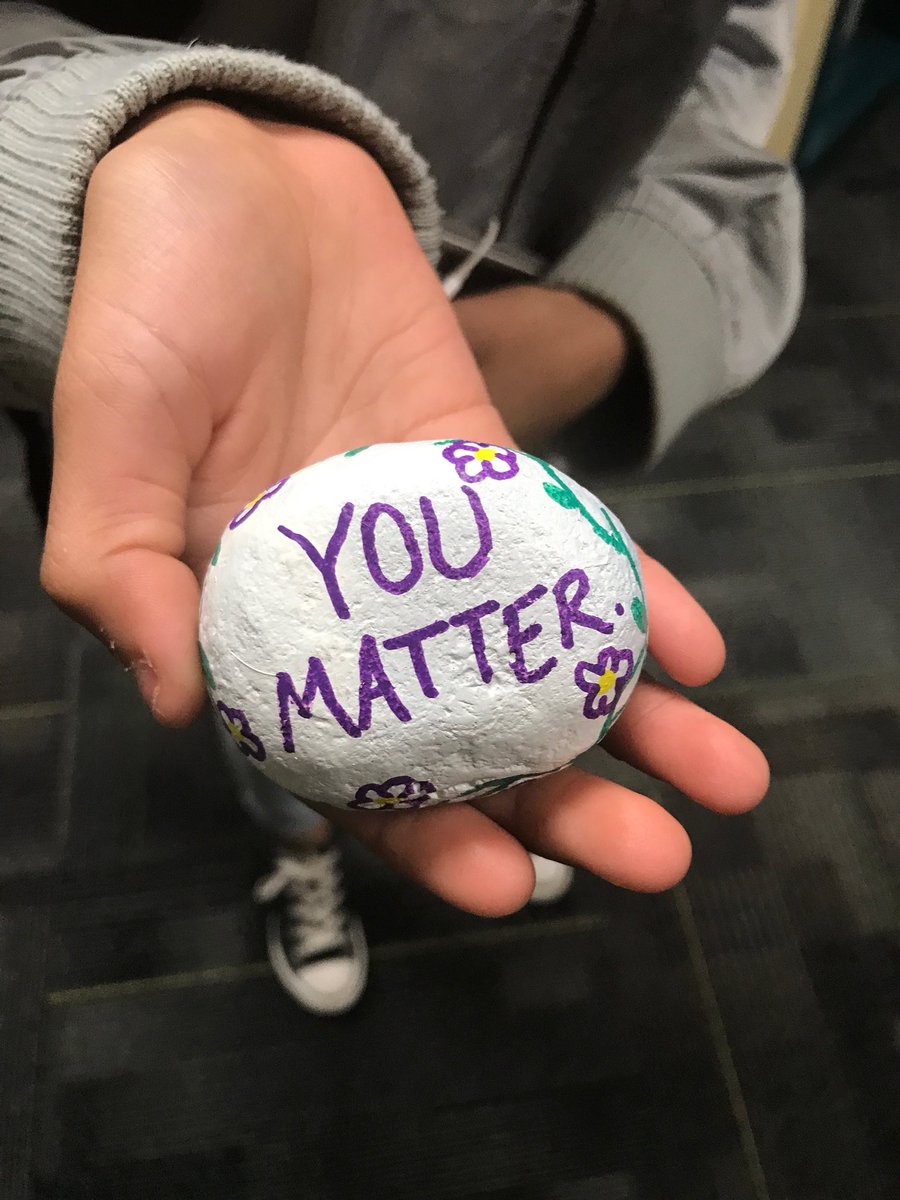 Viviana Moreno found this rock last week.  She followed the clues to Officer Morton. #JoyRocksRCISD
