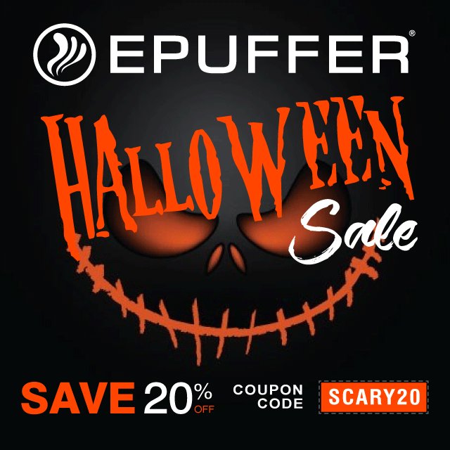 epuffers's tweet image. Halloween Spooky Sale is On! Save Extra 20% Site-Wide, use a coupon code: SCARY20
Shop at: epuffer.co.uk, epuffer.eu