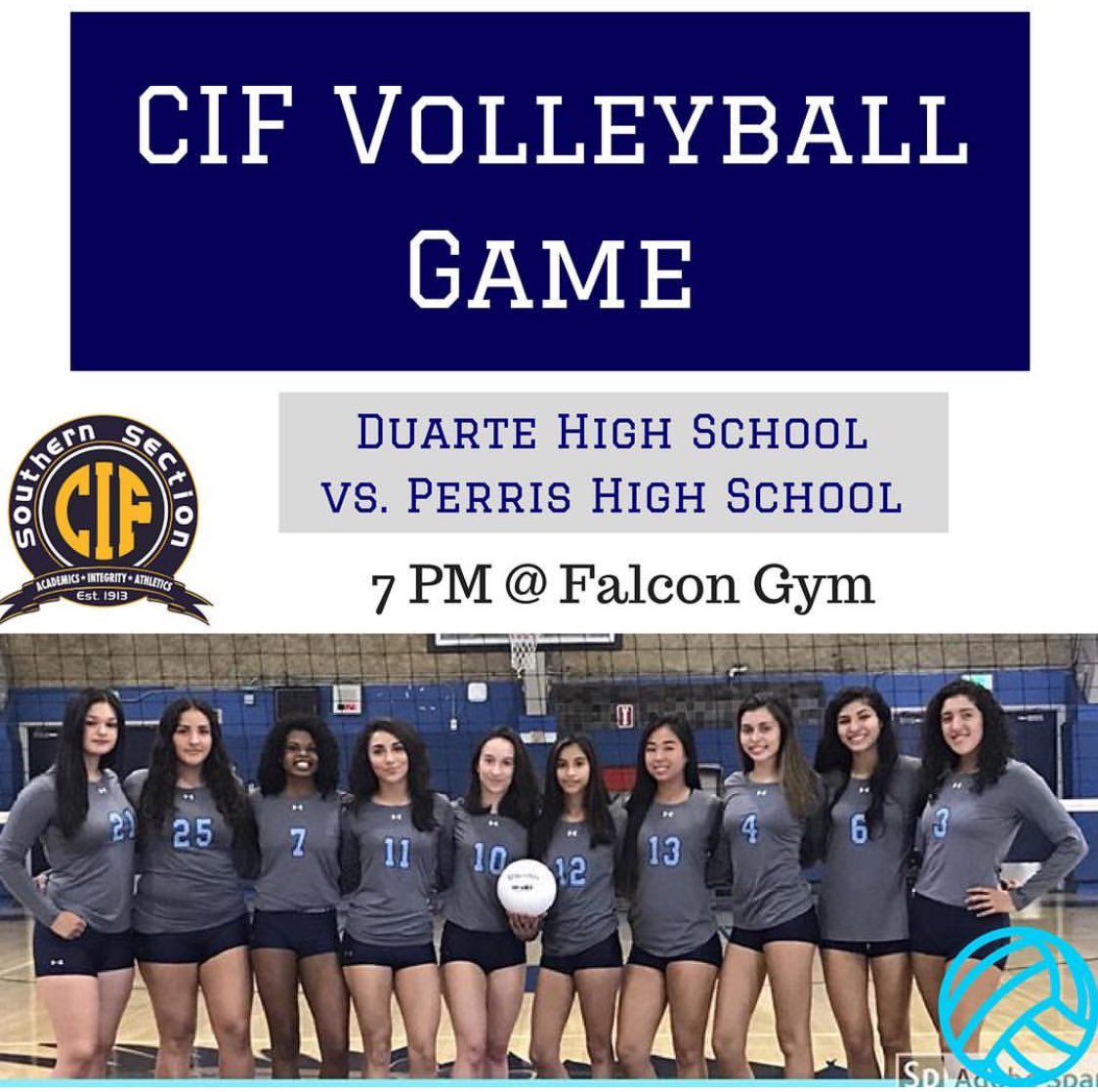 duarteusd's tweet photo. Duarte High Lady Falcon Volleyball Quest for #CIFTitle starts 10/31 at 7pm Falcon Gym. Be there! ๐๐@DuarteSupt https://t.co/VFXjaLrL3e