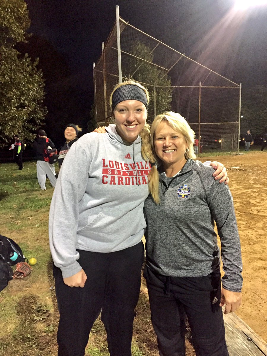 CoachBrugg's tweet photo. Check out my teammate tonight! Fun to spend time with @MBecker_21 ...of course it was at a softball field! #shehitatriple #proudcoach https://t.co/1k5I797uw8