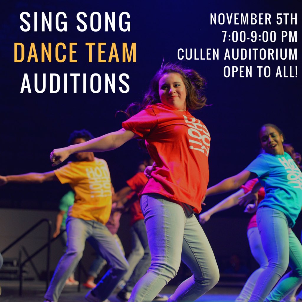 Come audition for Sing Song Dance Team this Sunday from 7-9!