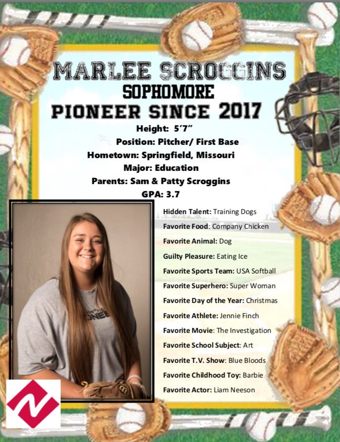 PioneerTeams's tweet photo. "Meet the Pioneers" features softballer @marlee_scrog today! @harrisondaily @NortharkTweets @OzarksOzone @1029TheZ #Northark https://t.co/MEdQdMQPGG