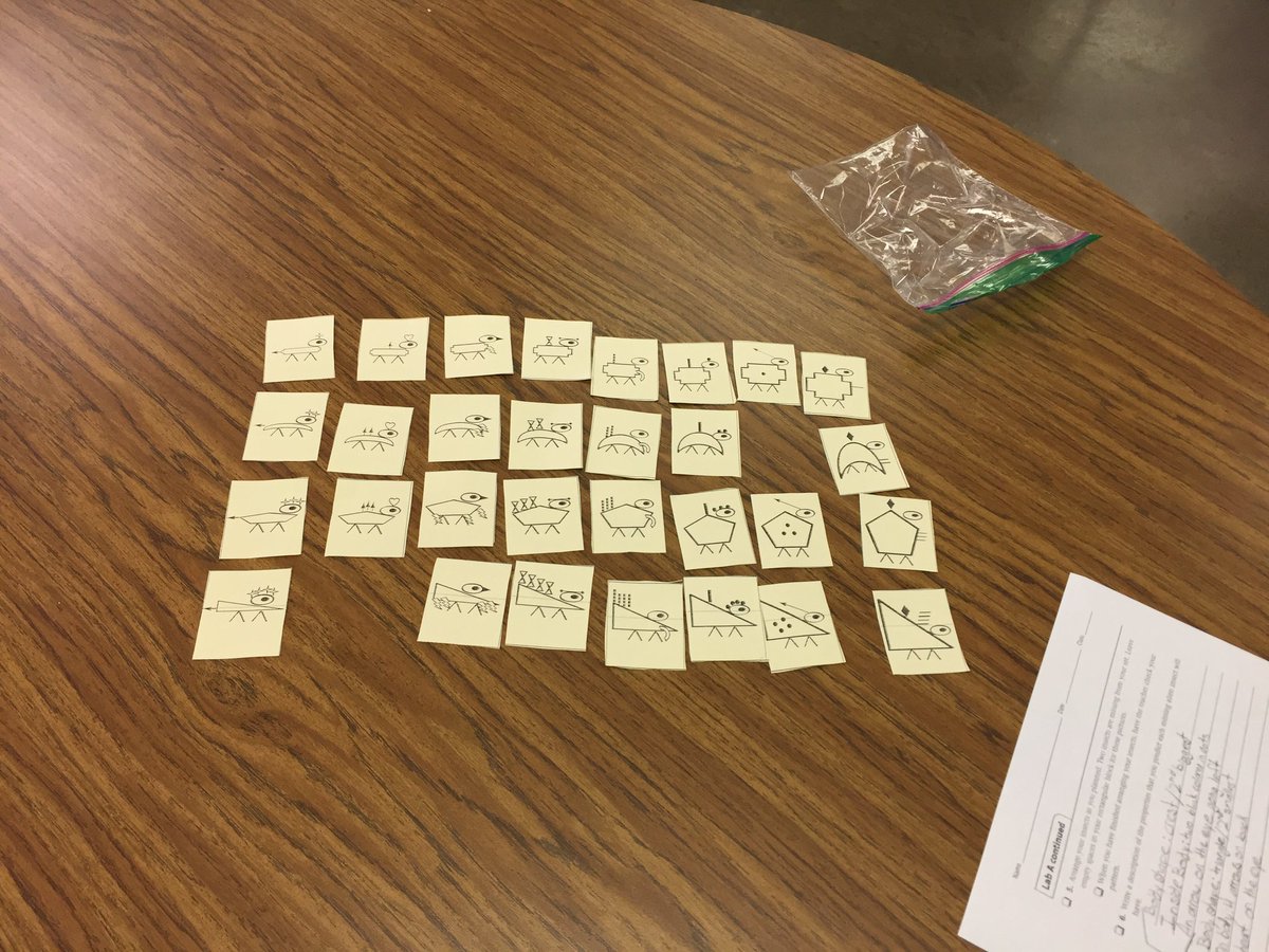 Students piecing together an "alien insect" periodic table.