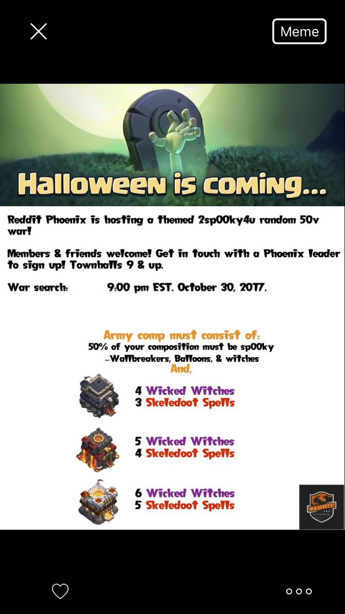 Come and celebrate Halloween and war with us. Looking for Spooky warriors to join us for a special war. Info here: