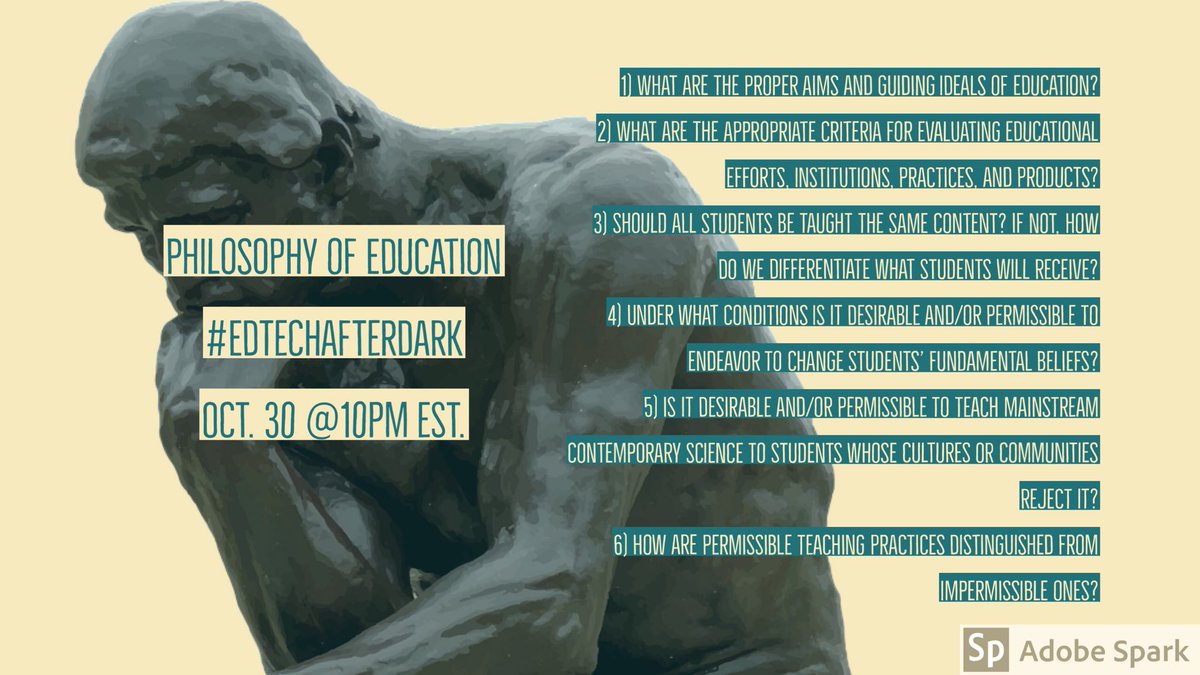 EdTechAfterDark's tweet photo. Join us tonight @10pm est for #EdTechAfterDark! @alexstubenbort asks questions from The Oxford Handbook of Philosophy of Education! https://t.co/VqsvjqzSXL