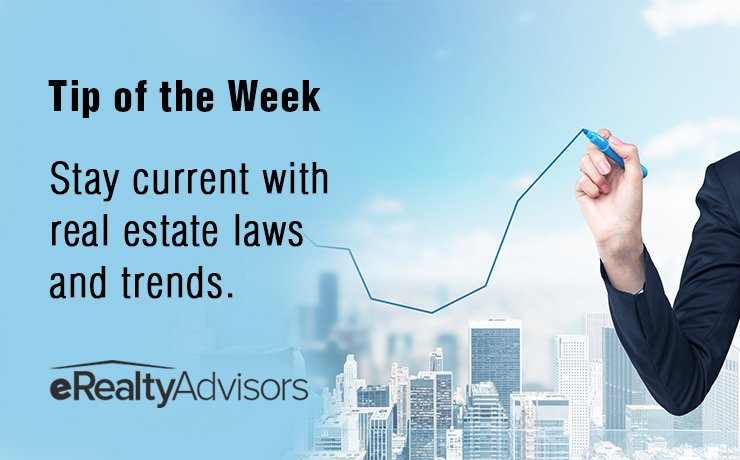 eRealtyAdvisor's tweet photo. #MonTip #TipOfTheWeek
"Stay current with #RealEstate laws and trends."
#eRealtyAdvisors transforms #RealEstateAgents
https://t.co/kSbZ57H97r https://t.co/ZGY13IUKPs
