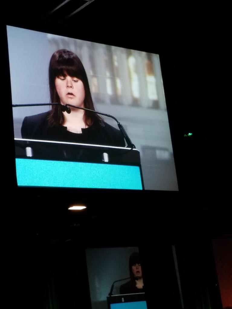 oakhillct's tweet photo. Collette Divitto showing #NECDINNER how it's all about ability, not disability.  @NECCouncil https://t.co/vEhRmLqf9r