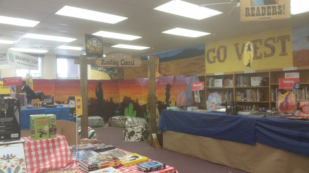 clbaron2016's tweet photo. The Reading Corral is ready for readers to rustle up some good books @ the Port Orange Elementary Bookfair #portorangevcs # scholastic https://t.co/kKVlbFNPbj