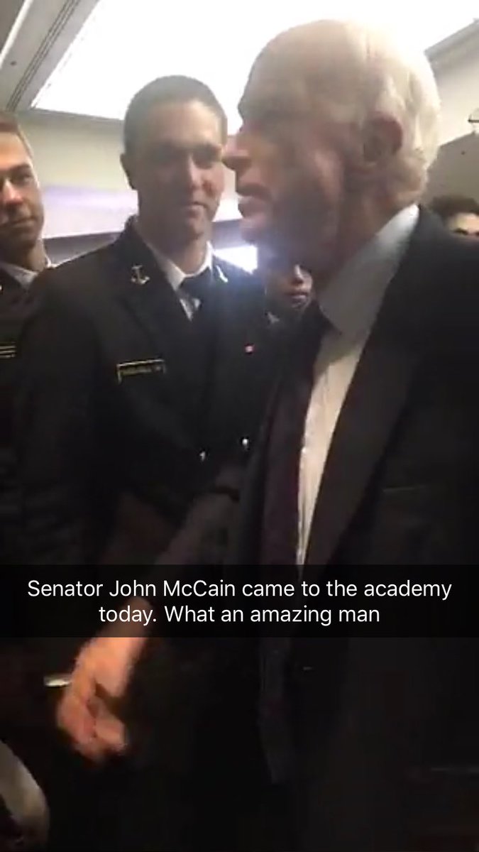 RWarfield47's tweet photo. So proud of my friend @d_mcdonald7 at the US Naval Academy. He was thanked today for his service by Senator John McCain. #TheLongerTheLonger https://t.co/q04JcXoQJW