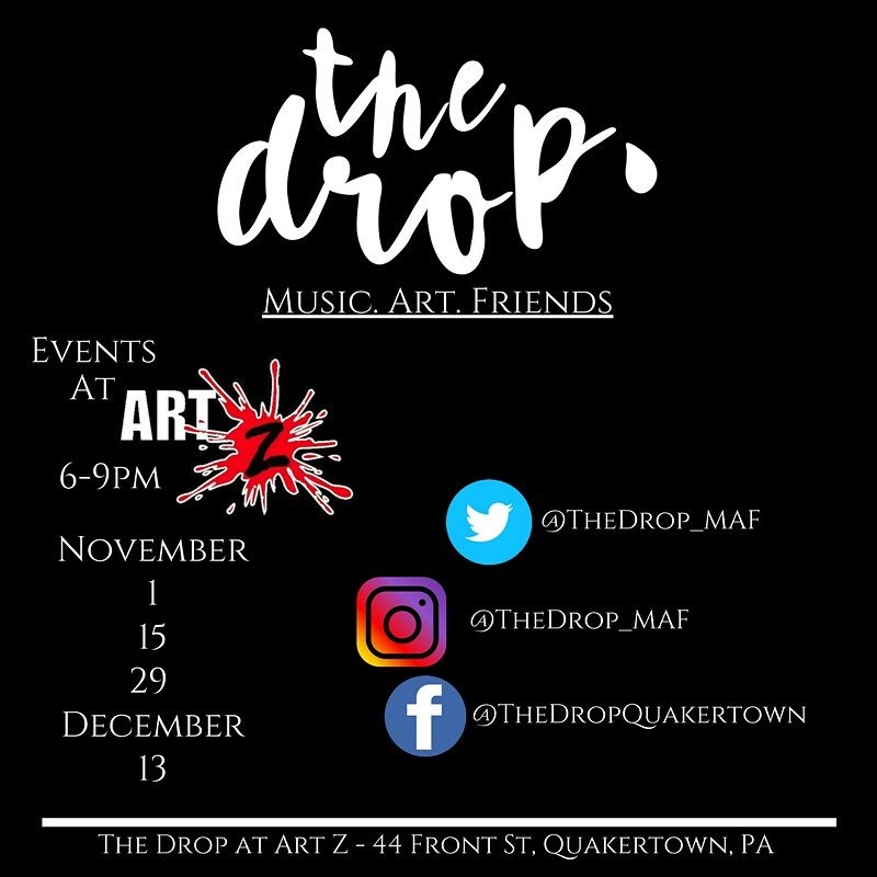 TheDrop_MAF's tweet photo. The Drop. Wednesday. 6-9pm. At Art Z Studio. @ArtZtweets 

#Quakertown #Qtown #Art #Fun #Community #InvestInOthers https://t.co/IxYNrbhuCK