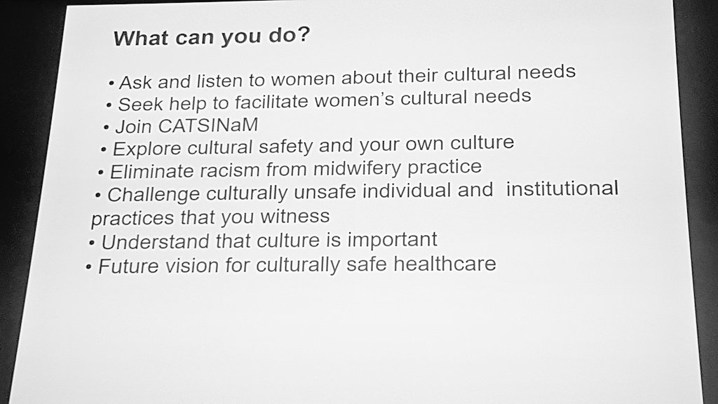 AboriginalMidw1's tweet photo. What can you do when working with Aboriginal Women &amp; families in Maternity Care @CATSINaM @MidwivesACM #ACM2017 https://t.co/MT64Ji4w90