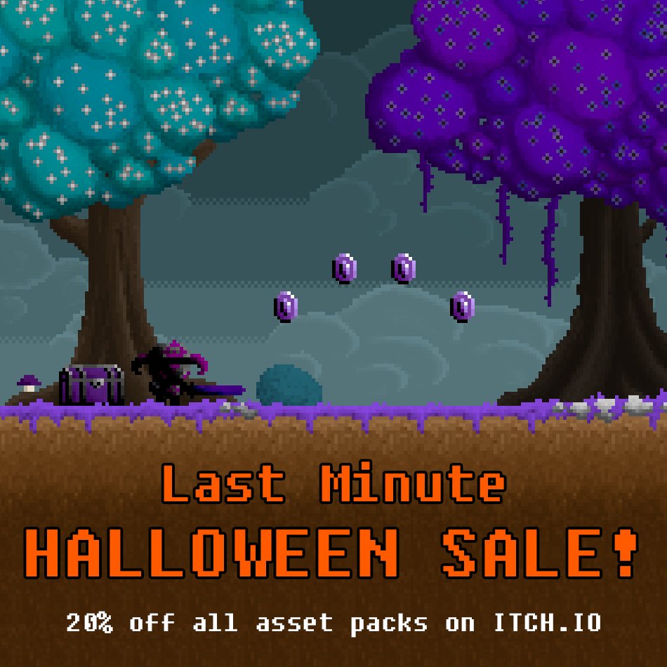 startledpixels's tweet image. Last Minute Halloween Sale on itch.io!! Grab any of our Pixel Asset Packs for 20% off at indiependentfish.itch.io 🎃 #indiedev #halloweensale