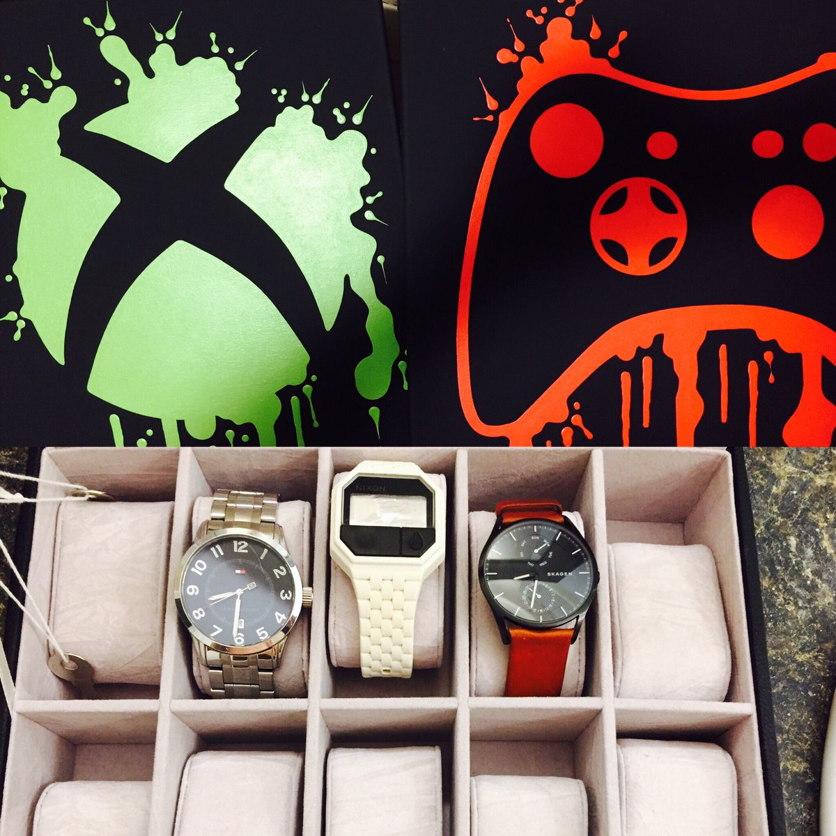 iamCDome's tweet photo. #Get2KnowUrStreamer Ashley hooked it up for our anni y'all!! Sick paintings for the game room and watch box. #blessed #supportsmallstreamers https://t.co/Nw4Ir5tpy0