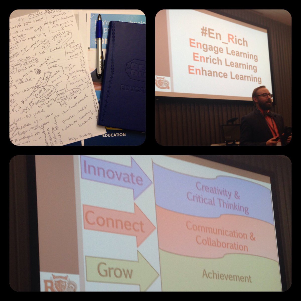 sarah_fritzke's tweet photo. Enjoyed learning about #en_Rich and the great things they are doing. @BestBuyEdu . #messynotes #makerspace #fourthwithfritzke https://t.co/8C1IJsFuJ0