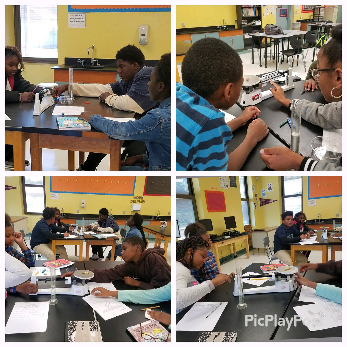 Novena007's tweet photo. Our students, measuring the density of irregular objects. #WAPerryMS https://t.co/U5xvuvvyCR