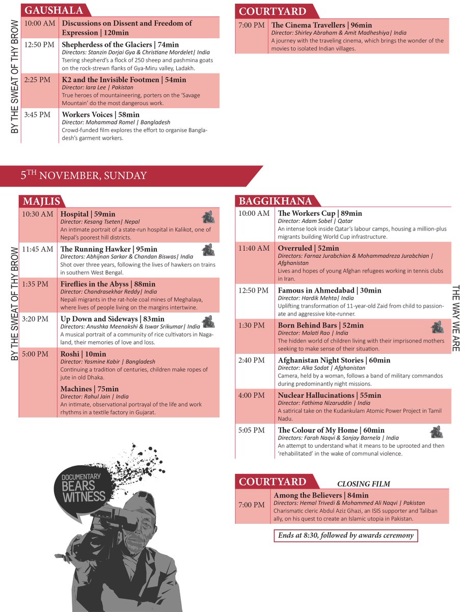 filmsouthasia's tweet photo. Only Two more days till #FSA2017! Here's our schedule! https://t.co/8nQcPEXKZv