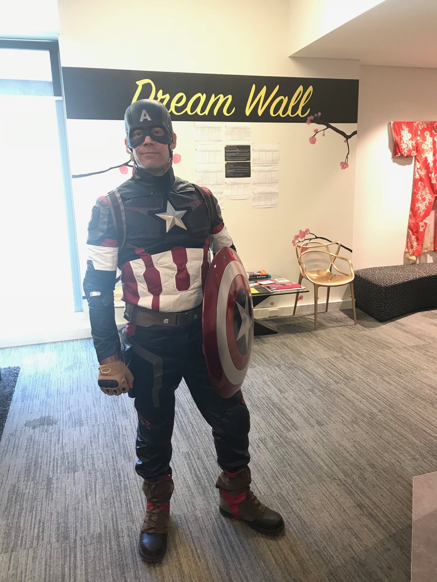 Zentivo's tweet photo. #startupstate @AdvanceQld is so good that #CaptainAmerica has stopped by for a  chat @littletokyotwo @hotdesq. https://t.co/K6A47M3lYq