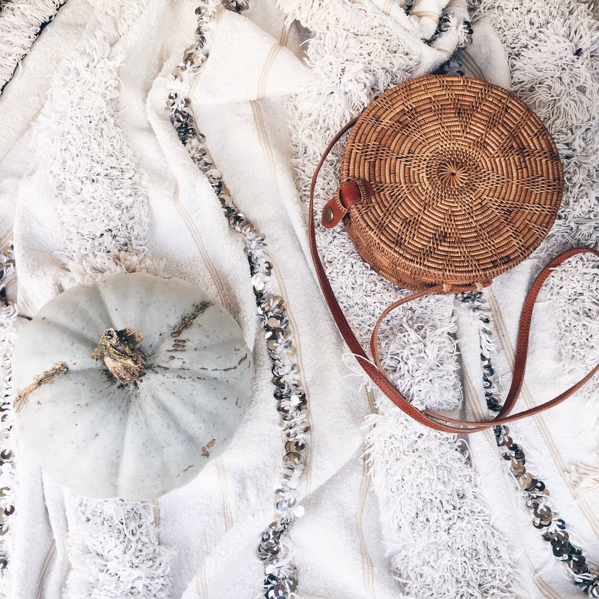 Happy Halloween...🌿Vintage Moroccan Wedding Blanket and our signature Lola around Bag bardotliving.com