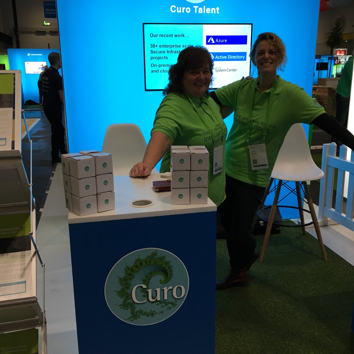 LauraTatCuro's tweet photo. We have arrived! Come and see us for a free consultation and great goodies! #microsoftdecoded #decoded @decoded @CuroTalent https://t.co/QeDouOAHV4