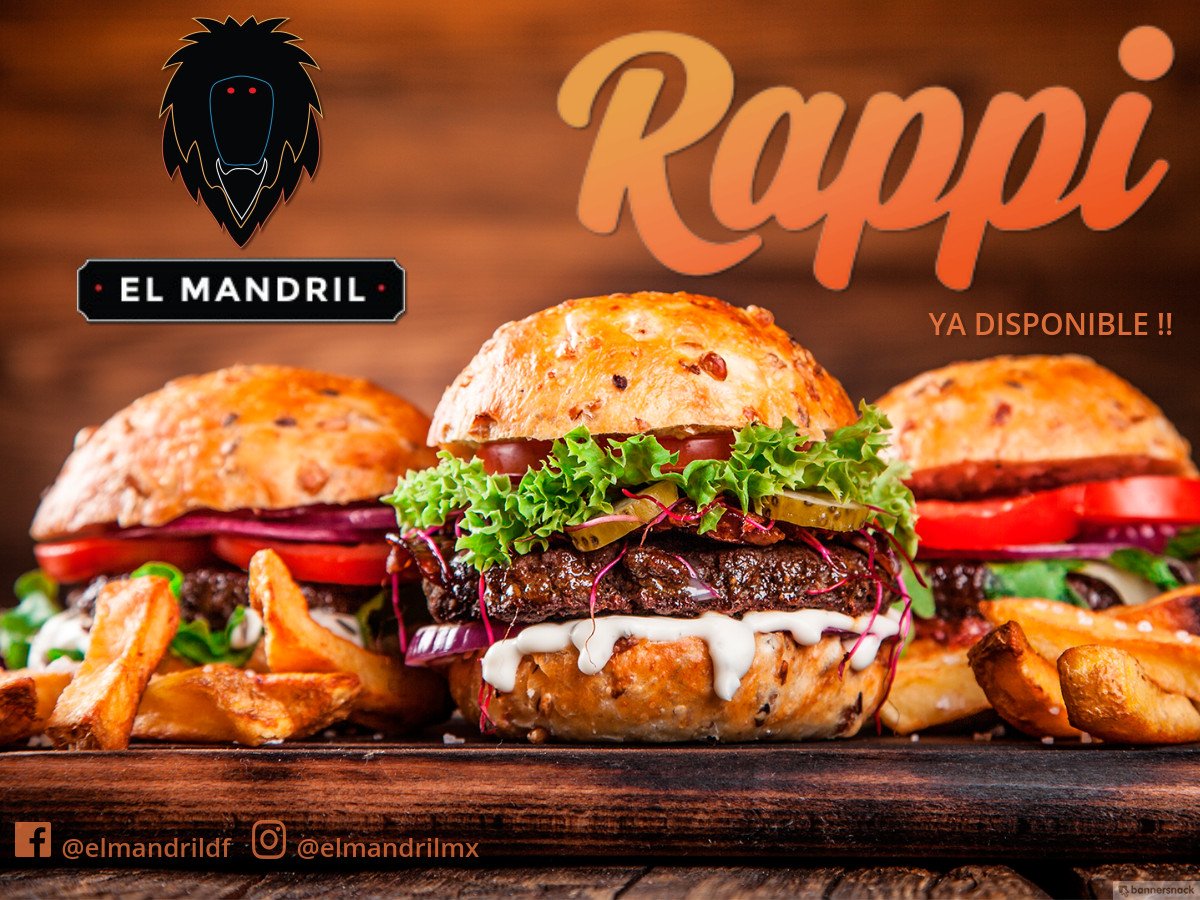 elmandrilmx's tweet photo. Ya estamos en Rappi, prueba nuestras deliciosas hamburguesas y hot dogs sin moverte de tu casa! https://t.co/WgFDj24lER