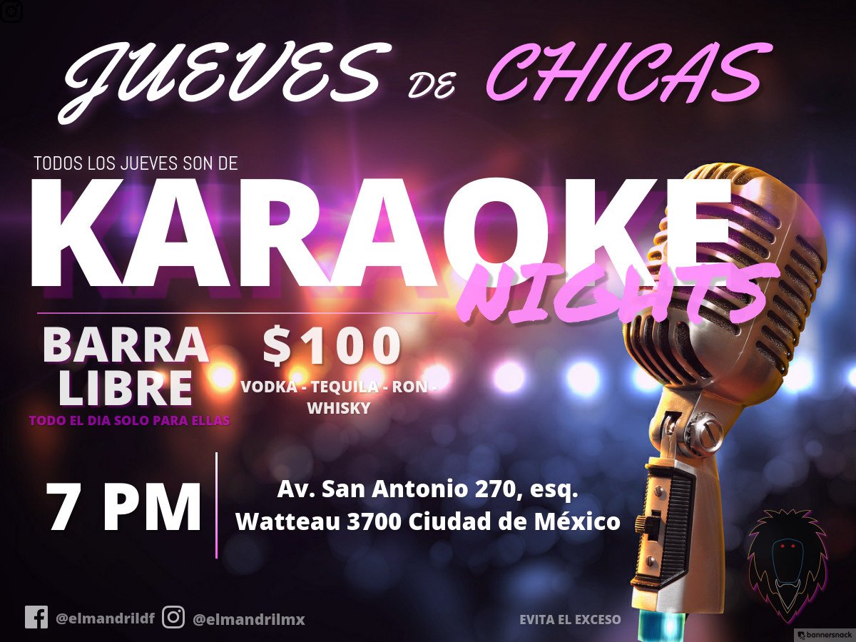 elmandrilmx's tweet photo. #EsUnaFaltaDeRespetoQue no vengas a nuestros jueves de de Barra Libre para chicas y Karaoke. Solo los jueves en @elmandrilmx.🍸🍺 https://t.co/QiE7mu6Lel