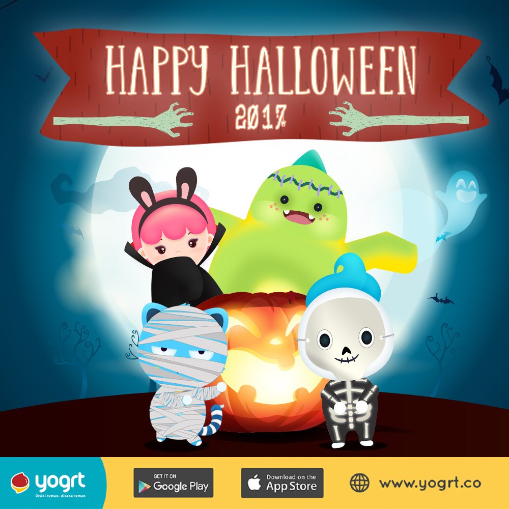 YogrtID's tweet photo. Siapa nih yang paling keren kostumnya? :D
#yogrtapp #yogrtID #disinitemandisanateman #yogrthalloween2017 #halloweencostume #Halloween2017 https://t.co/G9VanrJBOb