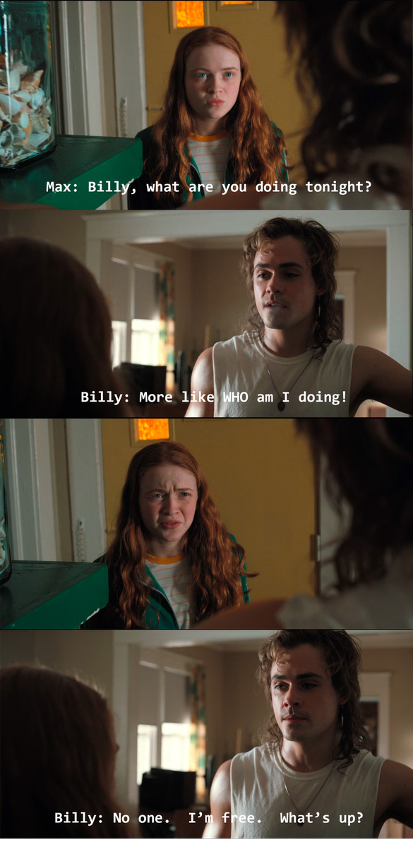 memes_stranger's tweet photo. Billy's the human equivalent of gas station sushi #StrangerParks #StrangerThings @dacremontgomery @SadieSink https://t.co/j1q7aUJKka