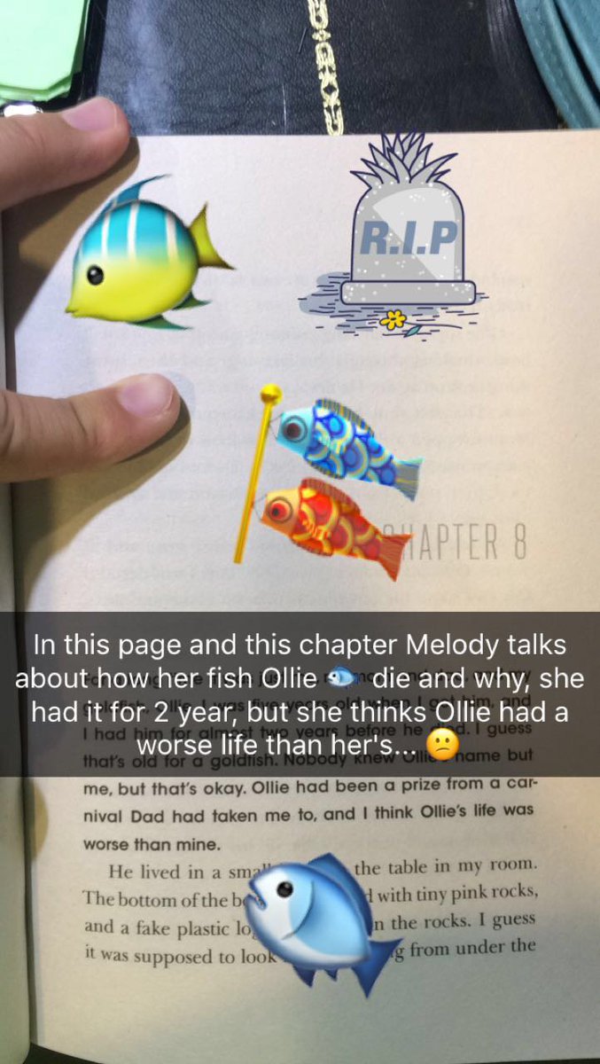 ElliotXD7's tweet photo. Below are a few of my book snaps that I complete on the book #Outofmymind by @sharonmdraper, which is awesome! @ms_marcum #BookSnaps #KAStw https://t.co/gEsUX2ALz9