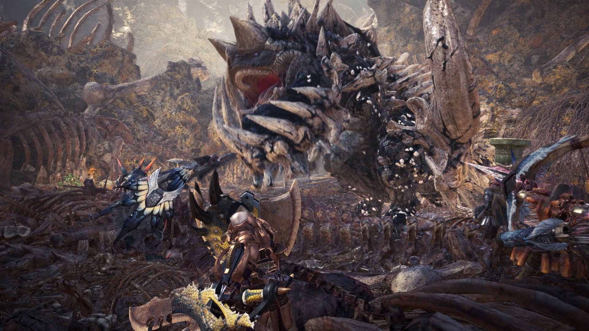 モンスターハンターワールド アイスボーン公式 ラドバルキン は瘴気の谷に残された屍の骨を食べ 全身にその骨 を纏う獣竜種 身体を丸め 転がるようにして移動や攻撃を行なう姿が目撃されている 別名 骨鎚竜 こっついりゅう と呼ばれる