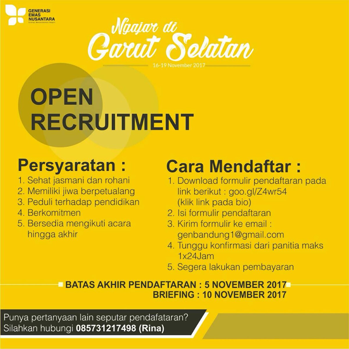 Ini Persyaratan dan tanggal penting yang kamu harus ingat. untuk ikut mengajar di Garut Selatan.