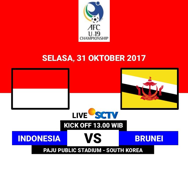 dimasnu9raha's tweet photo. KUALIFIKASI PIALA ASIA U-19 2018

INDONESIA vs BRUNEI
SELASA, 31 OKTOBER 2017
KICK OFF 13.00 WIB
LIVE di @SCTV_

#AFCU19SCTV https://t.co/WFkn5cXEUk