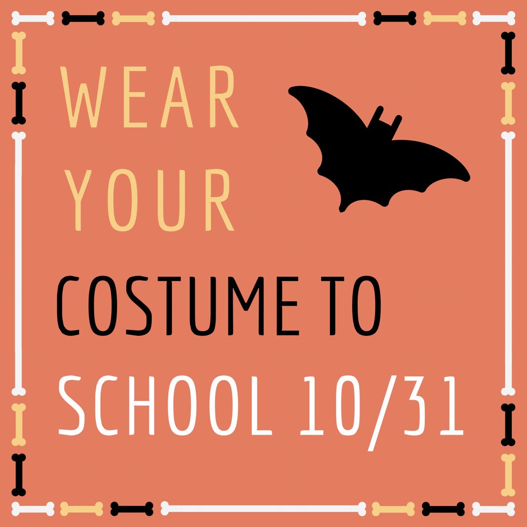 NHStwolves's tweet photo. 🎙Tomorrow wear your costume to school, make sure it follows dress code and is appropriate! 🎃🐺 https://t.co/1eDkTRu7Io