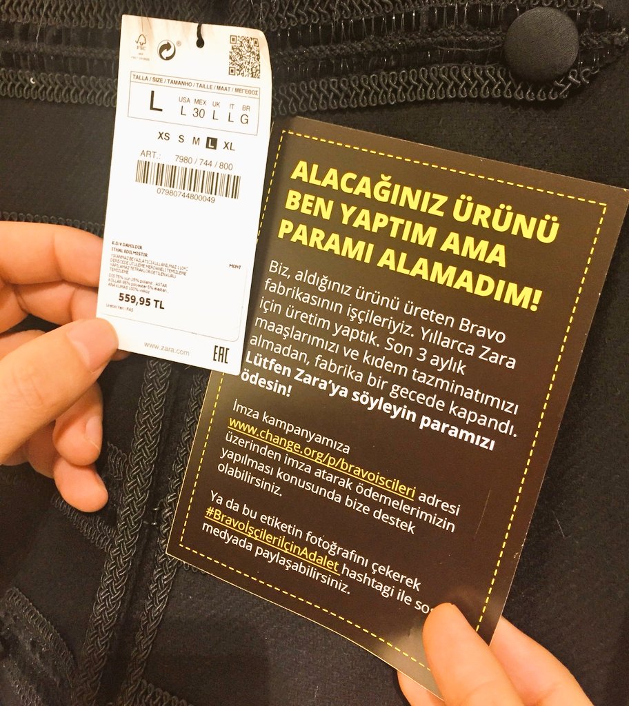 meIihcin's tweet photo. Eylem gibi eylem! Elden ele uzatalım... @ZARA #BravoİşçileriİçinAdalet https://t.co/vJclrRQwbt