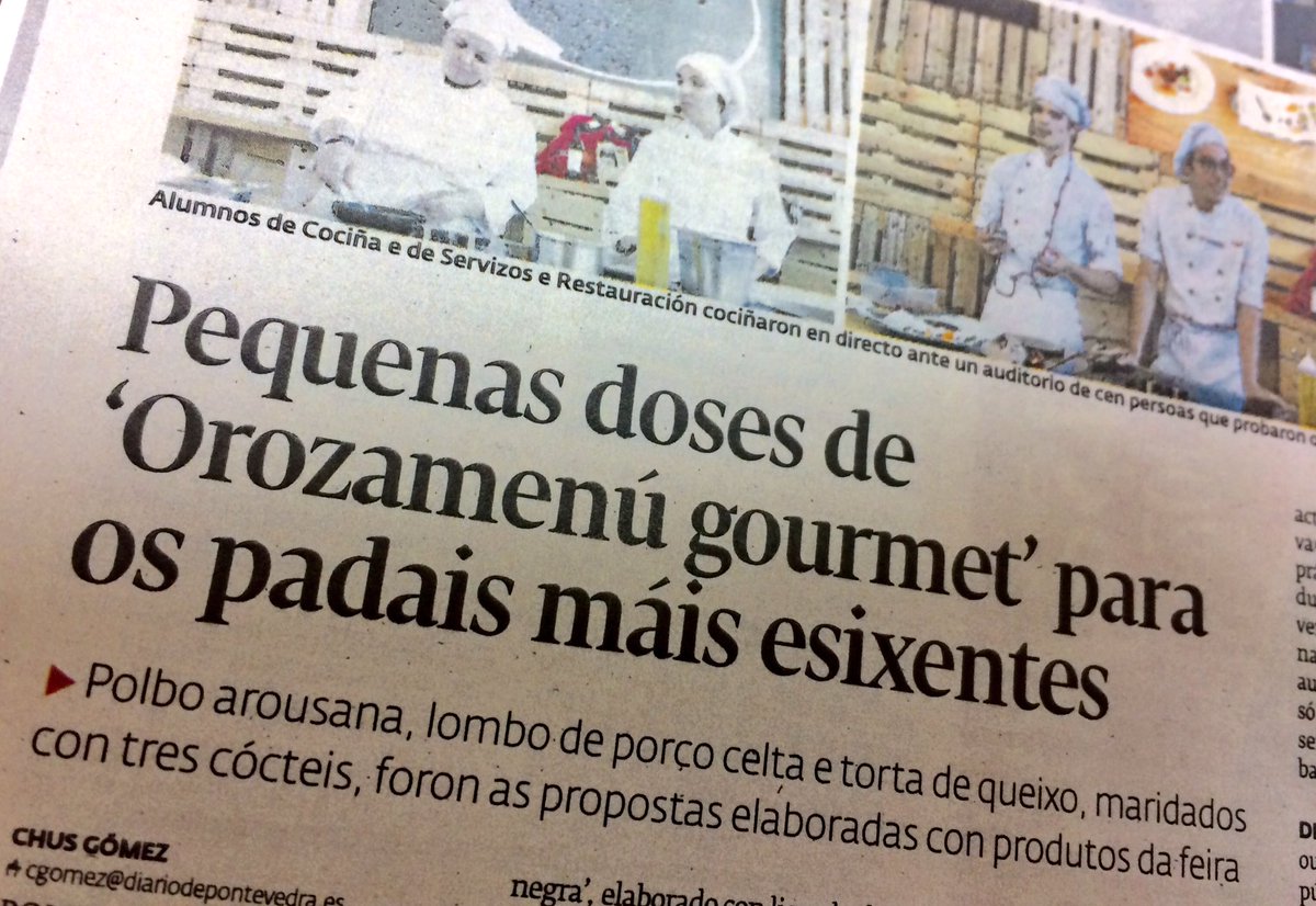 CarlosOrozaCIFP's tweet photo. Hoxe no @Diario_Pontev crónica do noso showcooking en #EtiquetaNegra de @ChusG_Dorrego 
Moitas grazas!!
#aprenderfacendo https://t.co/OnBF4ycXtv