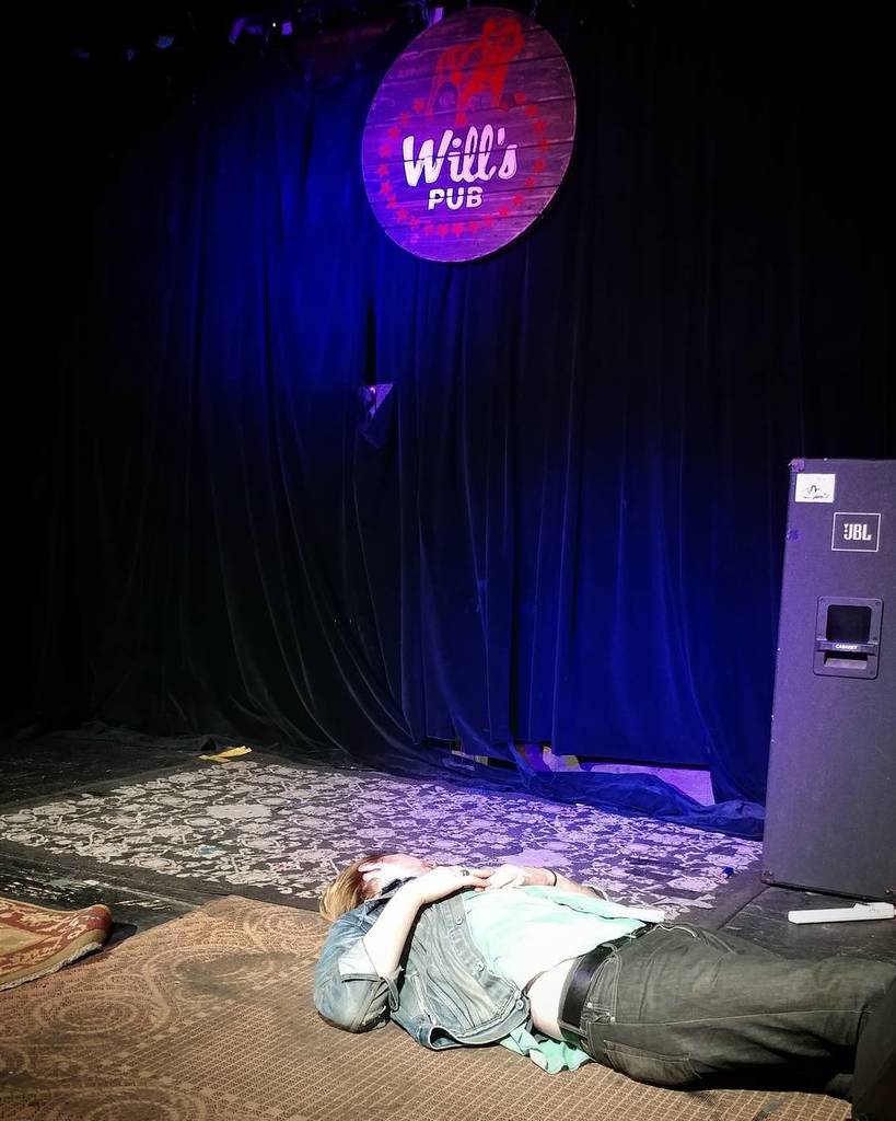 realmattwoods's tweet photo. Almost a week away from the first set @westonharrishill ever gets to play at @willspub and he is already passed out on the stage. #rollingd… https://t.co/8t94wUeHRo